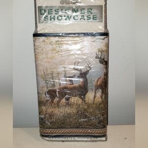 Wildlife Deer Print Decorative Tin - Brown & Green Wall Runner